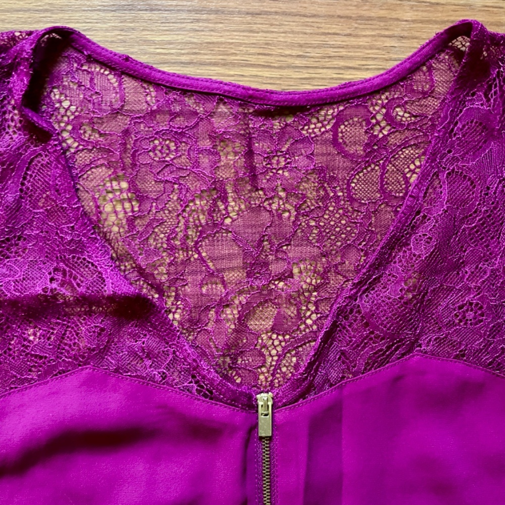 Women's Hot Pink Sleeveless Blouse Long Tank Top Lace Barbiecore Fuchsia 90s - Picture 3 of 9